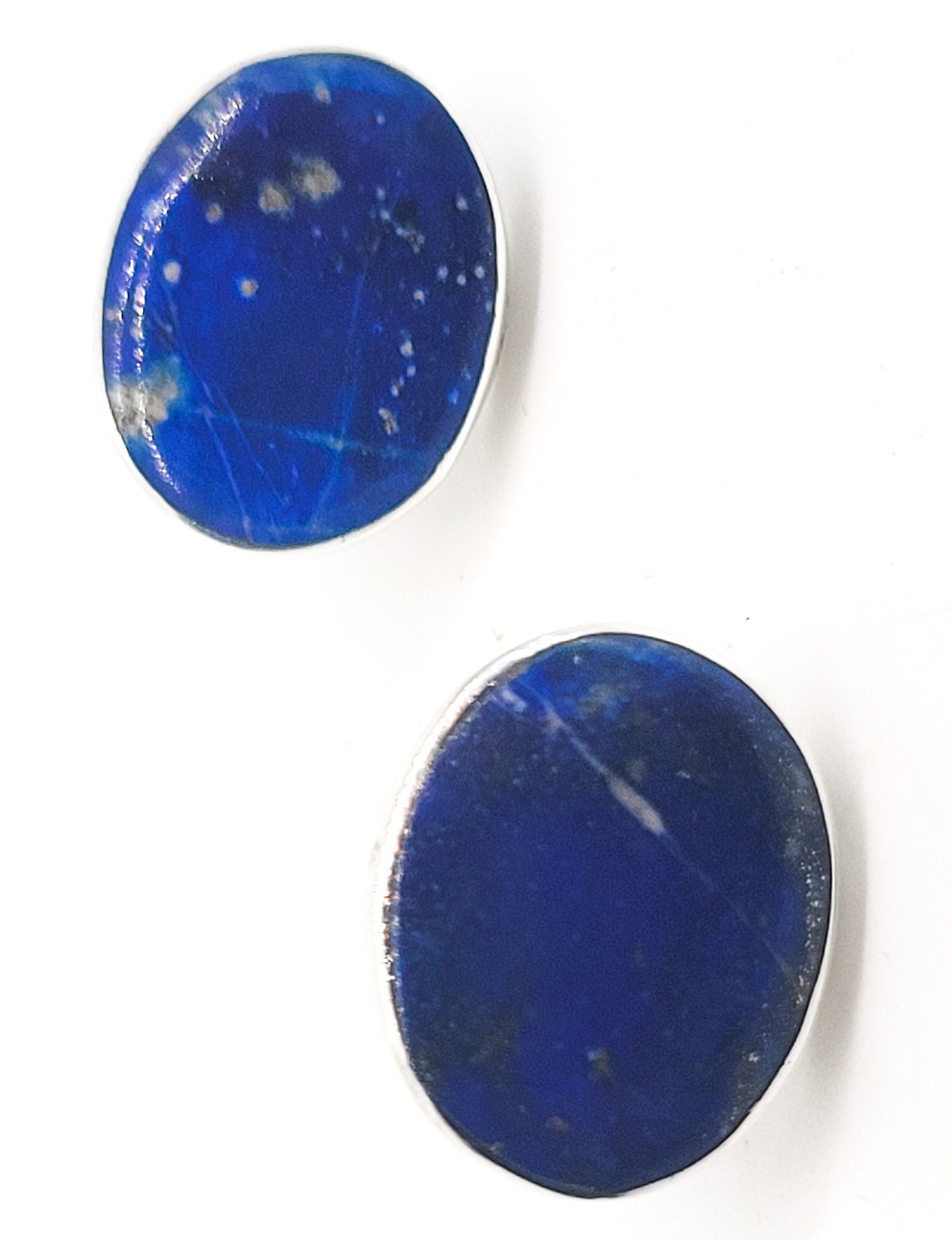 Lapis Lazuli blue gemstone vintage sterling silver stud earrings
