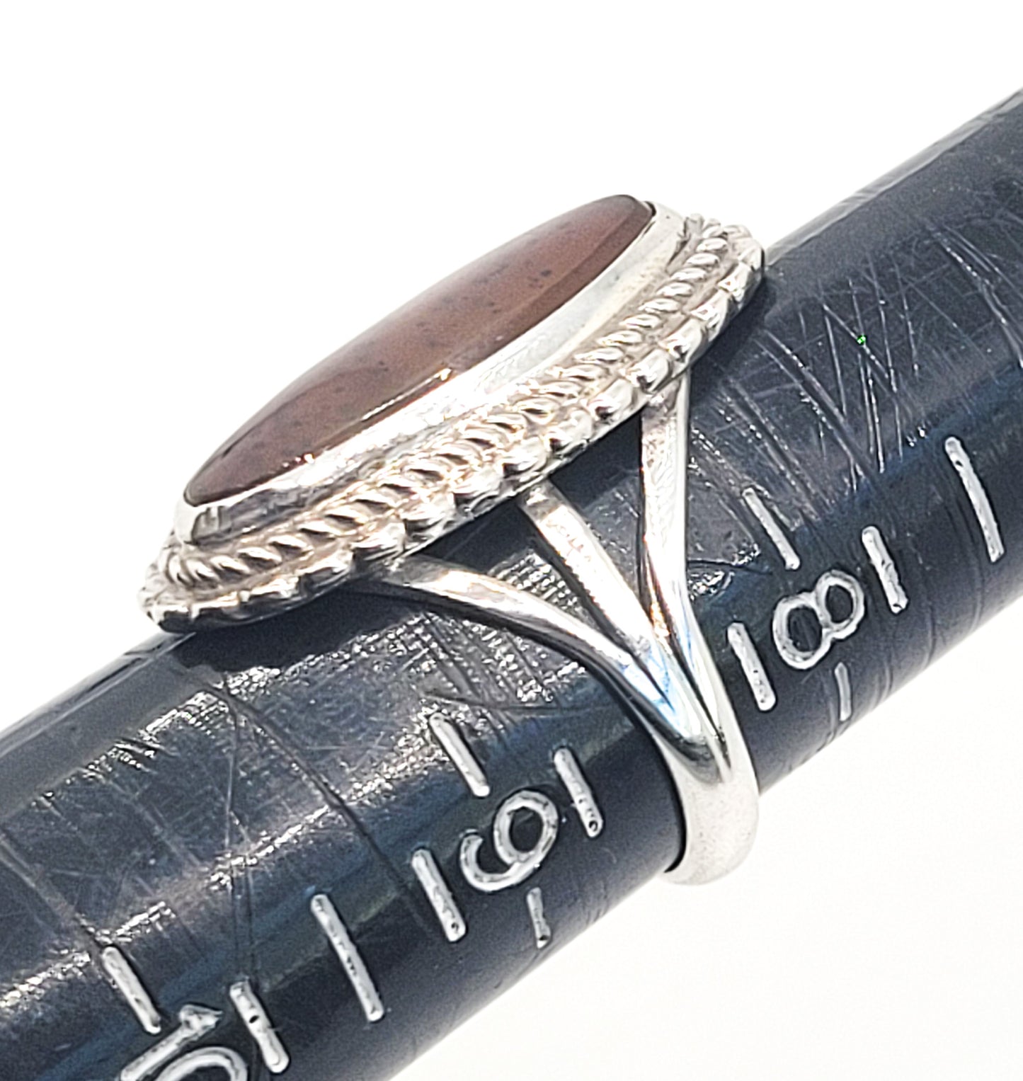 Dendritic agate vintage split shank Native American sterling silver ring size 7