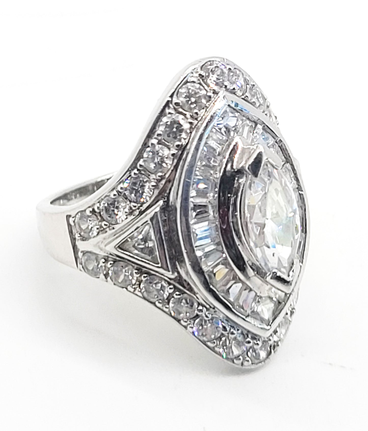 Charlie Lapson RETIRED Brilliante 3.02 DEW Simulated Diamond Marquise Ring size 6.5