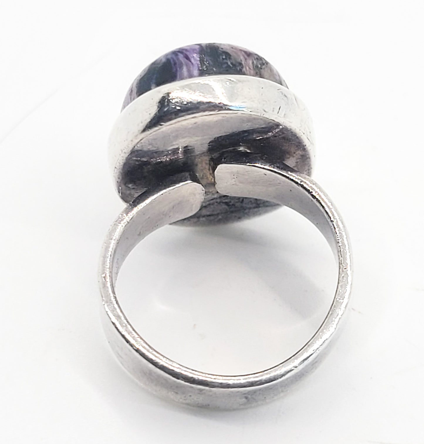 SJ Purple Charoite signed large gemstone ring size 8 Adjustable