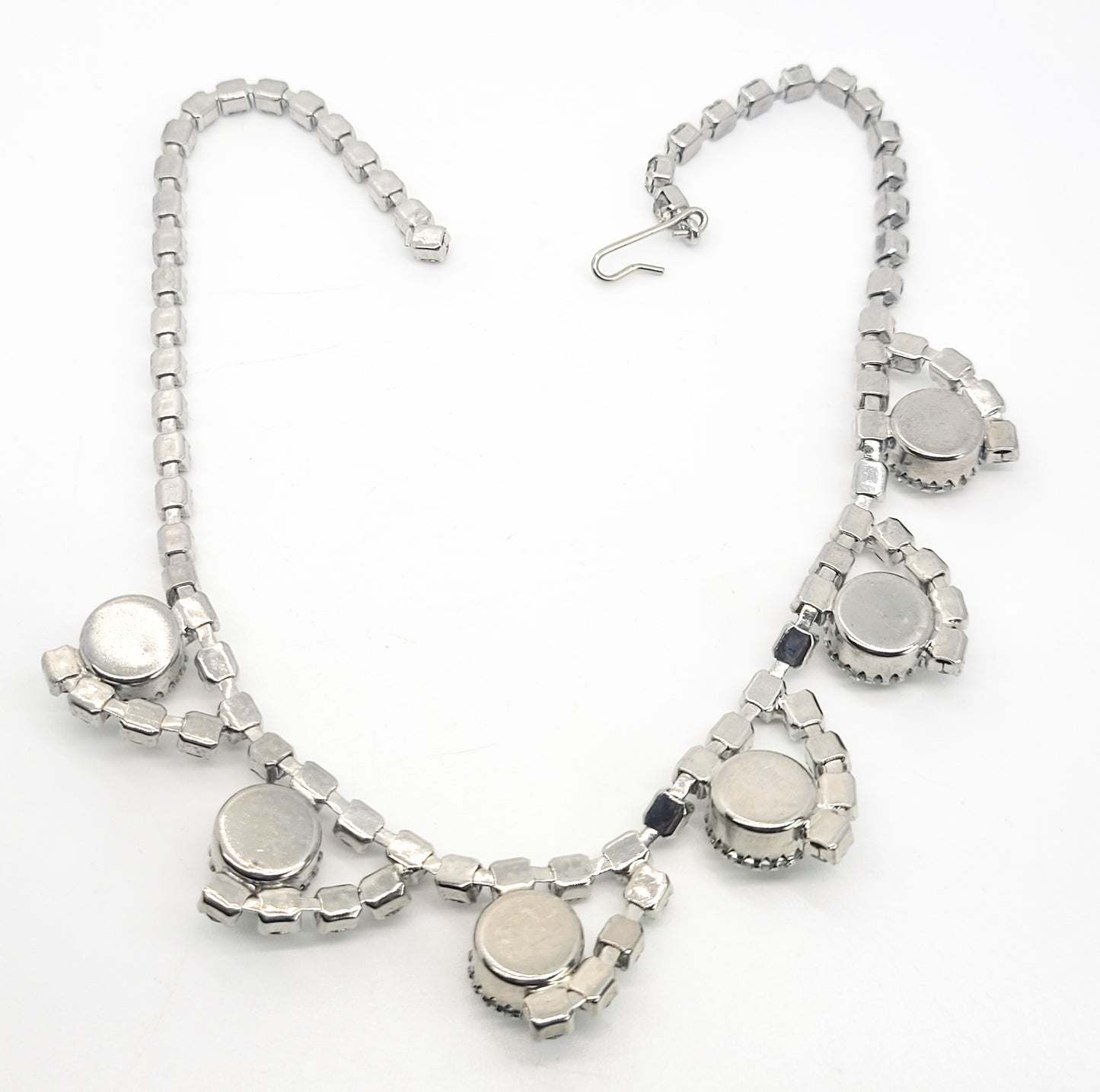 Vintage large scalloped vintage clear rhinestone choker necklace