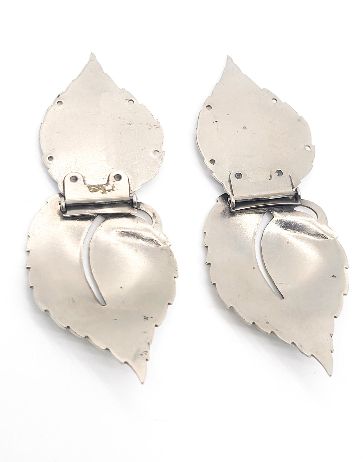 B. Blumenthal & Co jewelry Silver leaf vintage pair of Dress clips