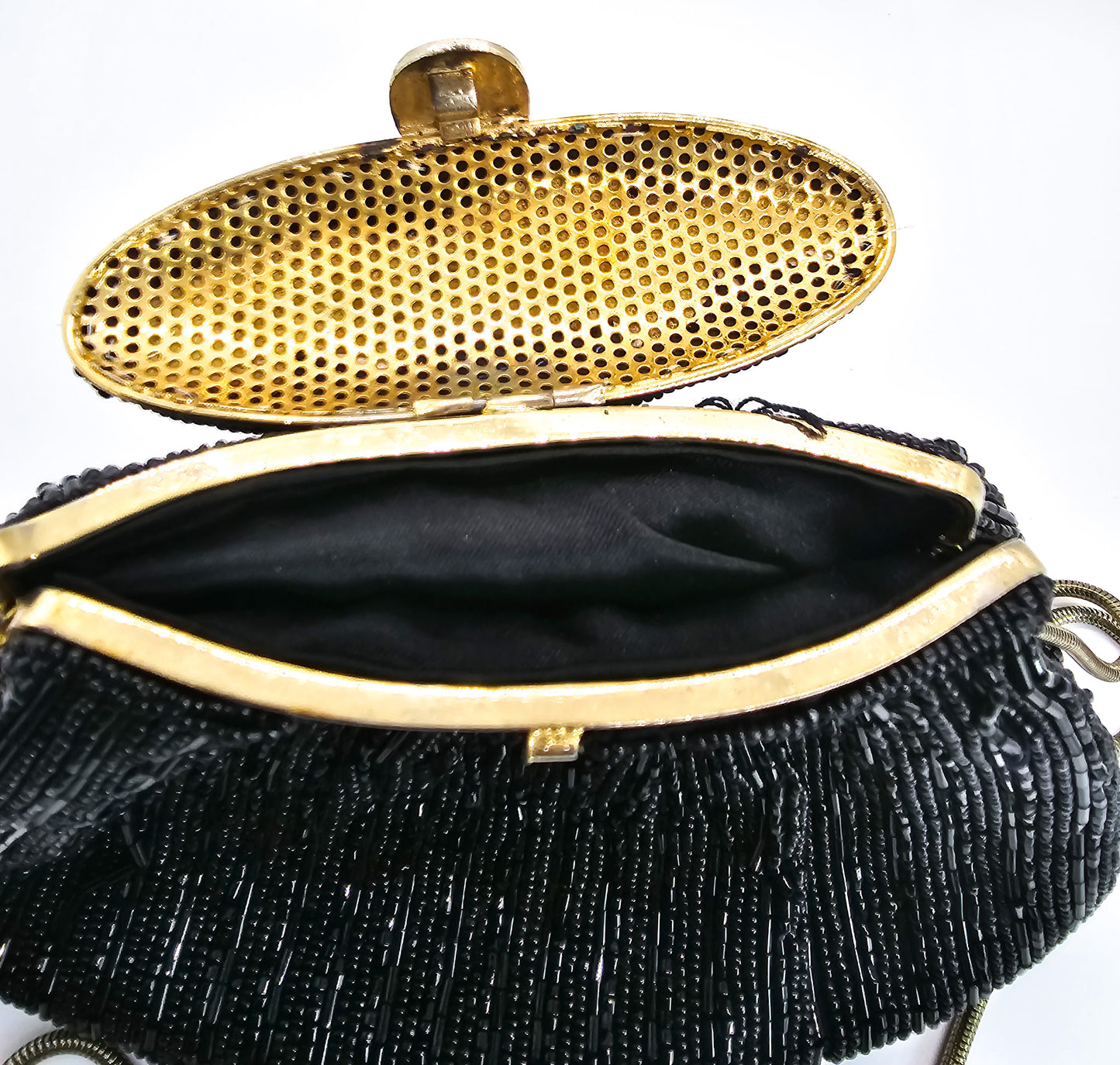 Walborg vintage French black and gold beaded evening bag purse