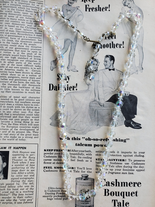 Austrian crystal rainbow Aurora Borealis beaded vintage necklace